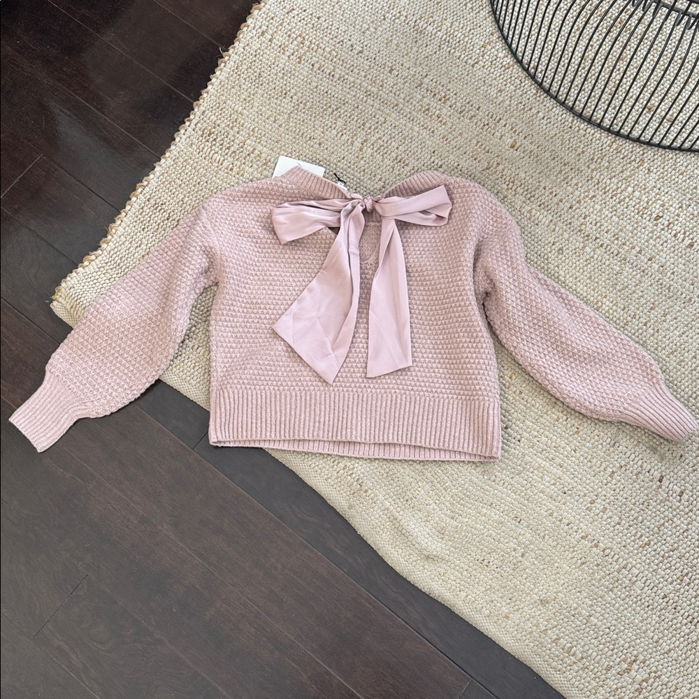 Pink Rose Pale Pink Textured Crewneck Sweater